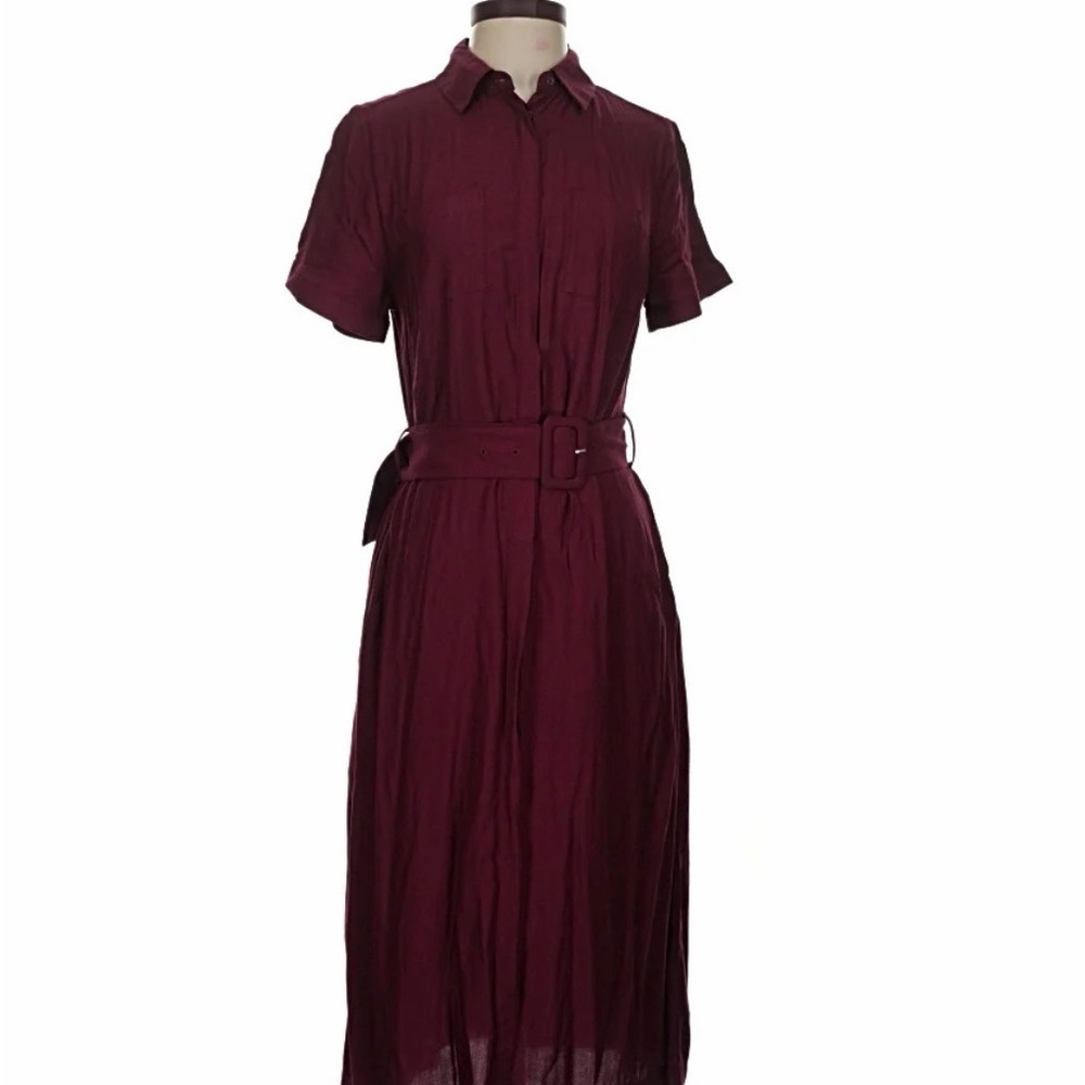 a new day Burgundy Midi Dress with Belt